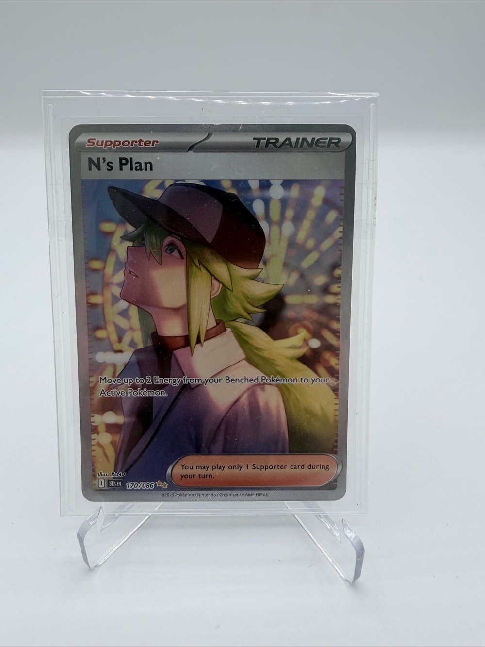 Pokemon Trainer N's Plan Holographic Card - Green, Black, Purple